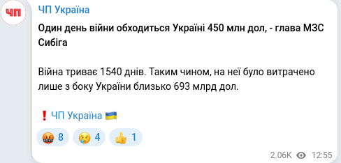 Telegram publication screenshot