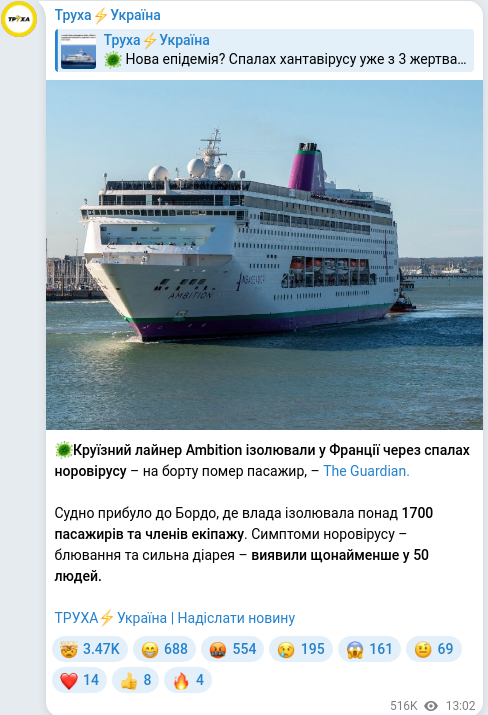 Telegram publication screenshot