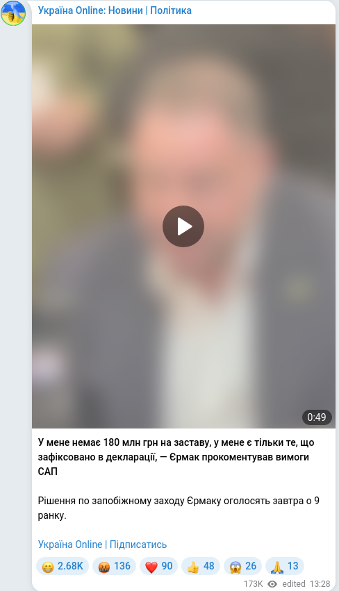 Telegram publication screenshot