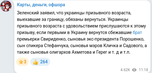 Telegram publication screenshot