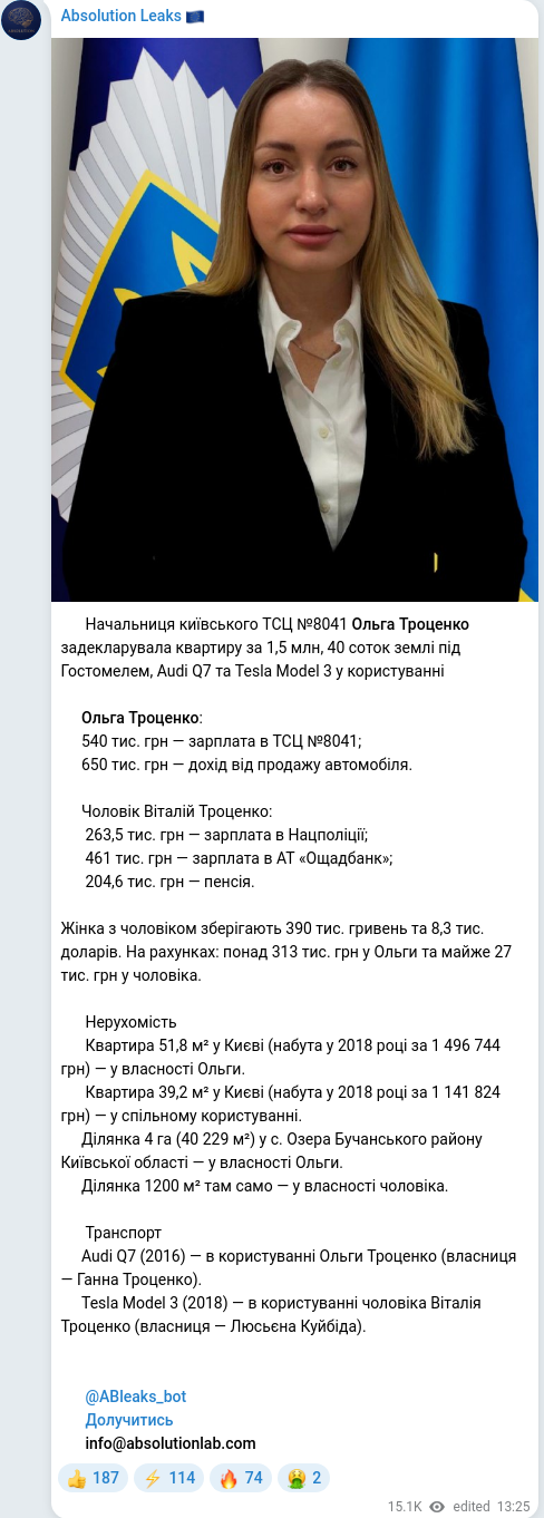 Telegram publication screenshot