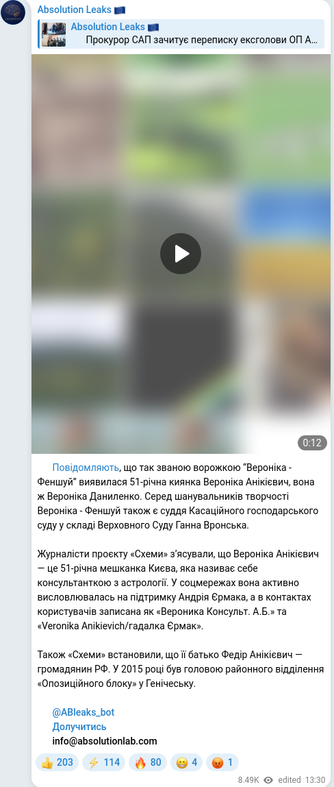Telegram publication screenshot