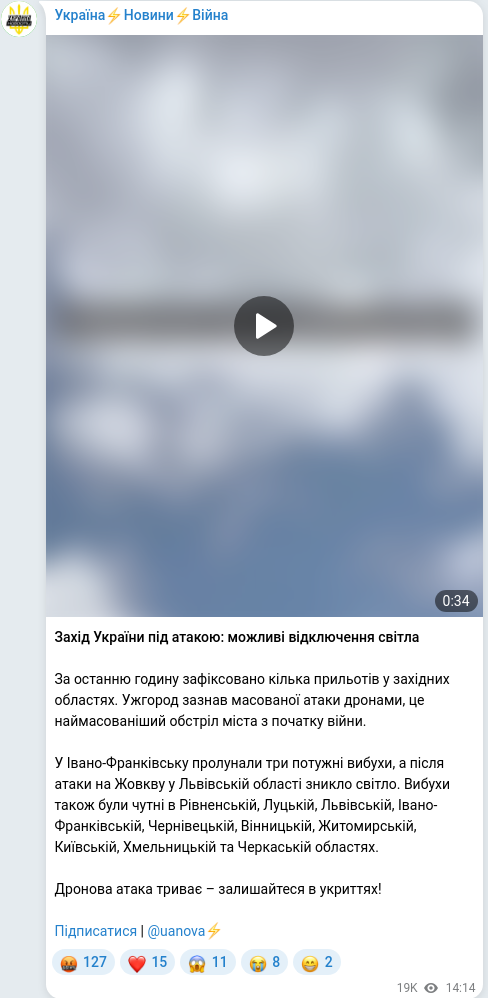 Telegram publication screenshot