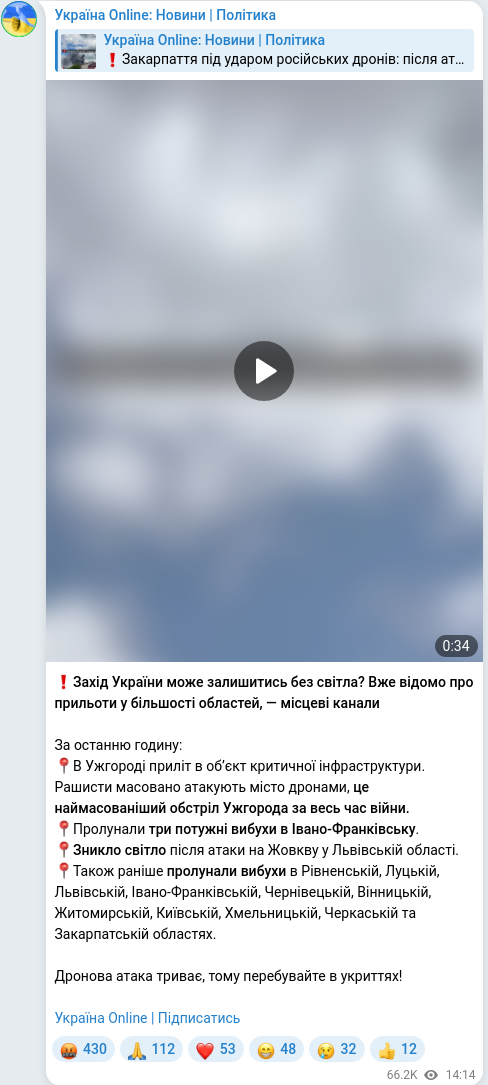 Telegram publication screenshot