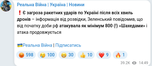 Telegram publication screenshot