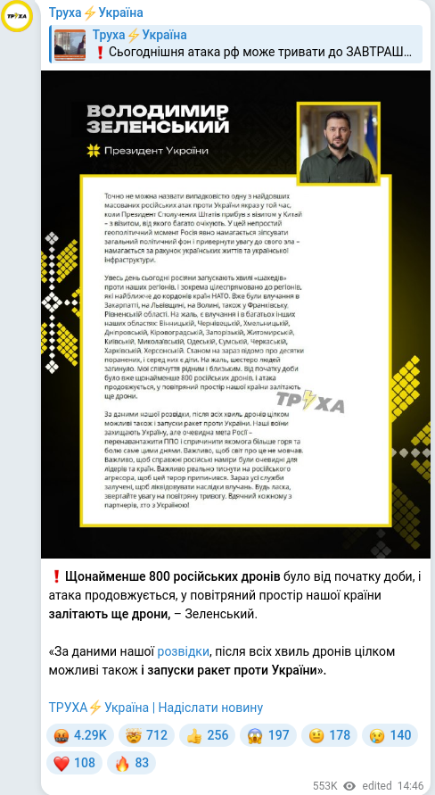 Telegram publication screenshot