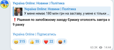 Telegram publication screenshot