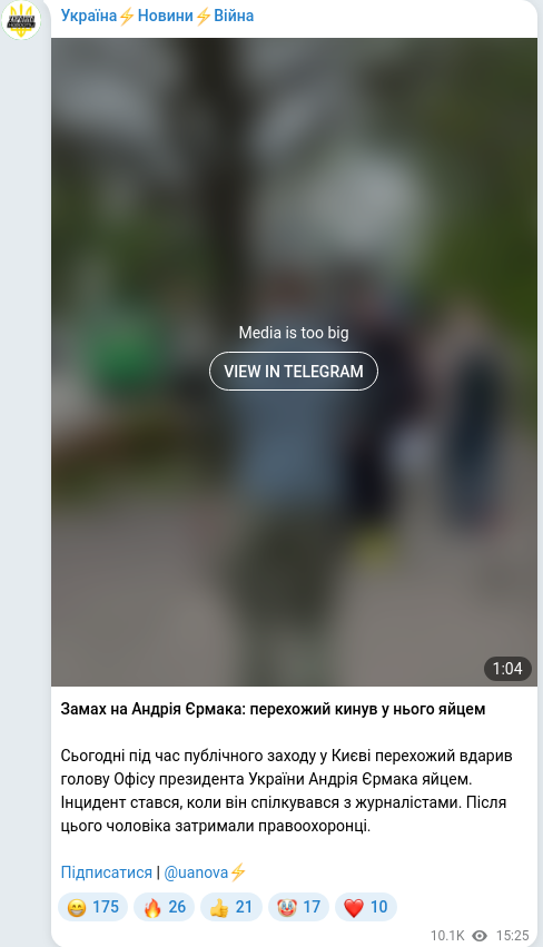 Telegram publication screenshot