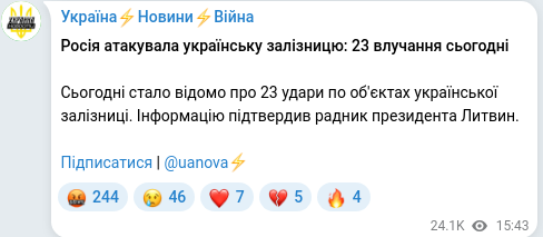 Telegram publication screenshot