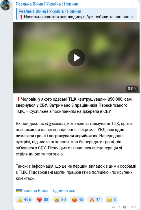 Telegram publication screenshot