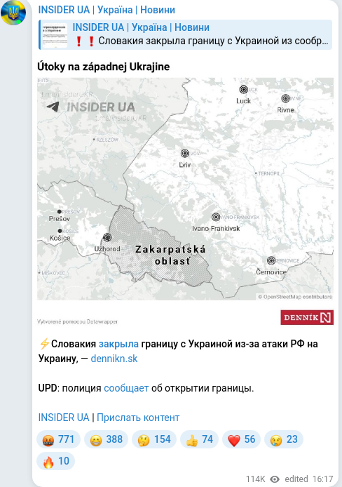 Telegram publication screenshot