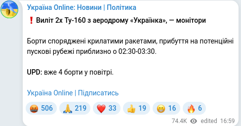 Telegram publication screenshot