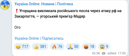 Telegram publication screenshot