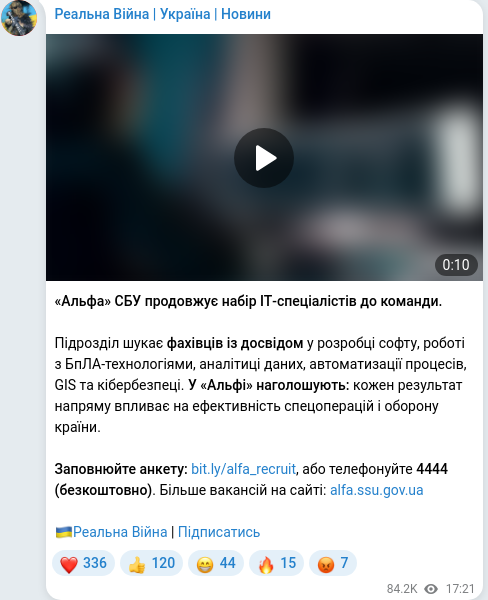 Telegram publication screenshot