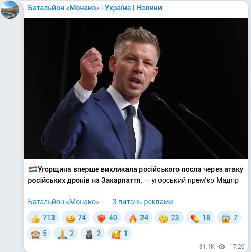 Telegram publication screenshot
