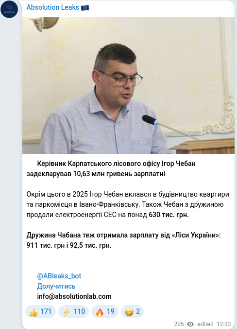 Telegram publication screenshot