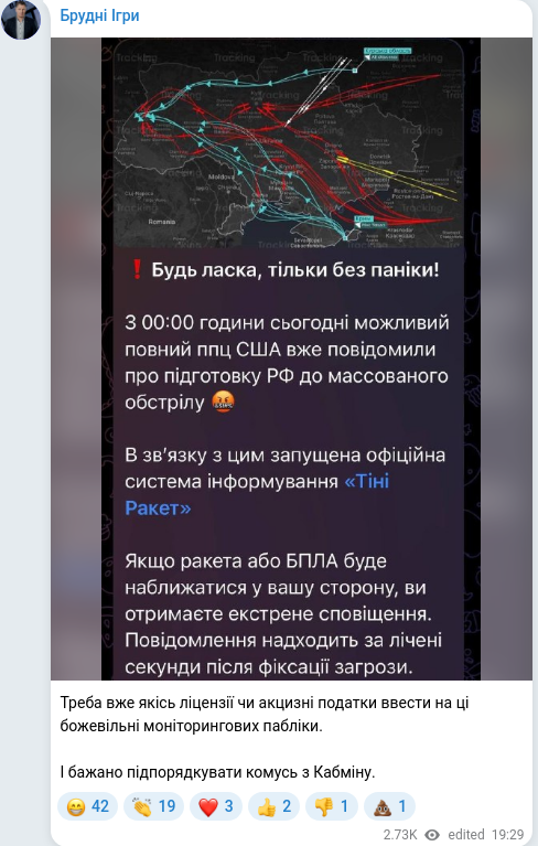 Telegram publication screenshot