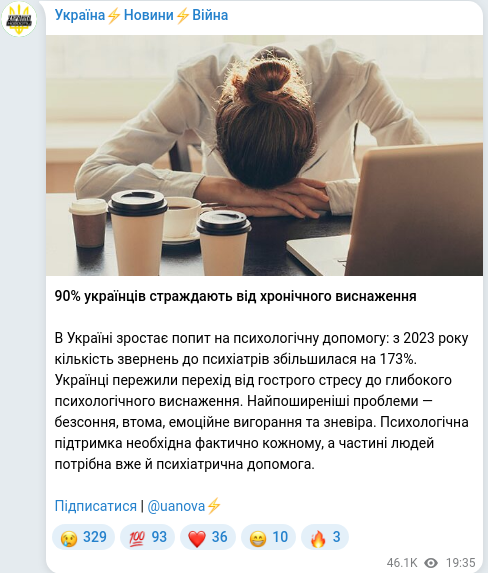 Telegram publication screenshot