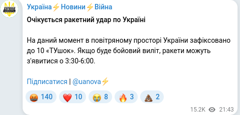 Telegram publication screenshot