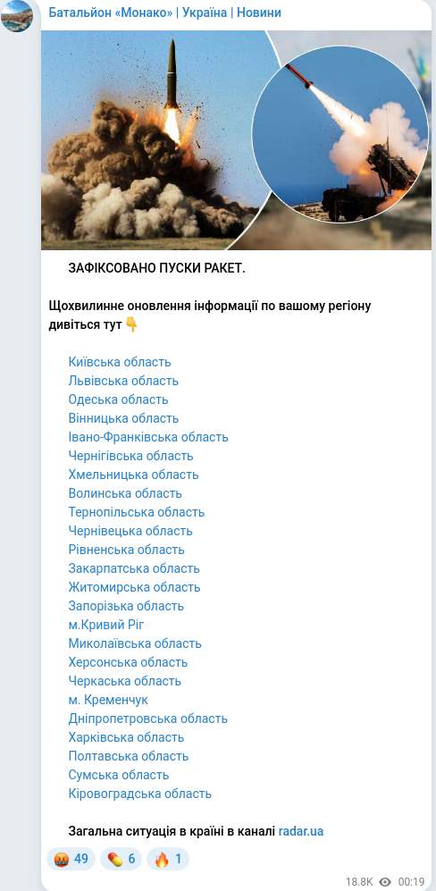 Telegram publication screenshot