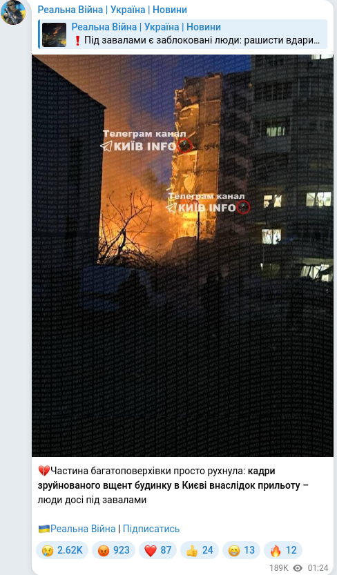 Telegram publication screenshot