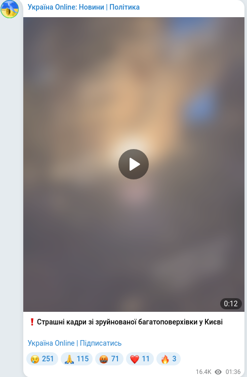 Telegram publication screenshot