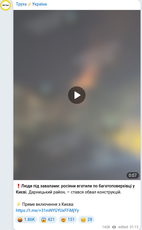 Telegram publication screenshot