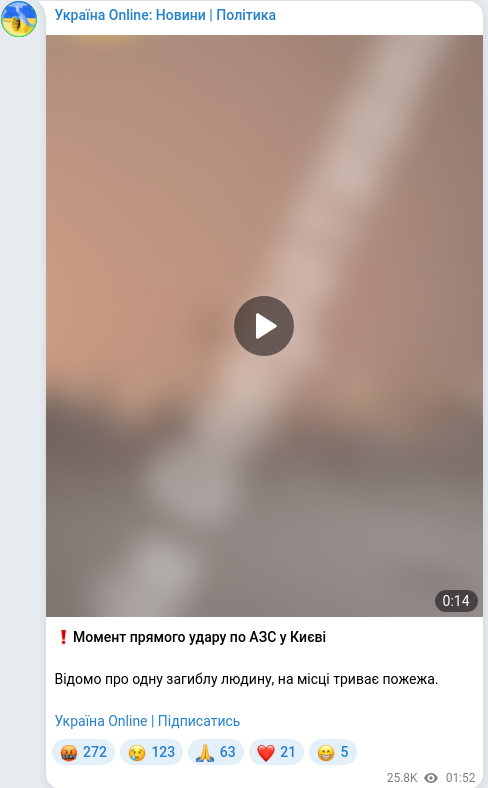 Telegram publication screenshot