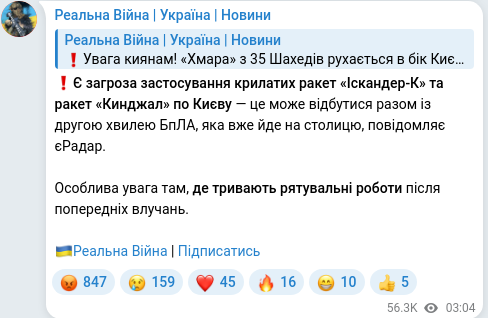 Telegram publication screenshot