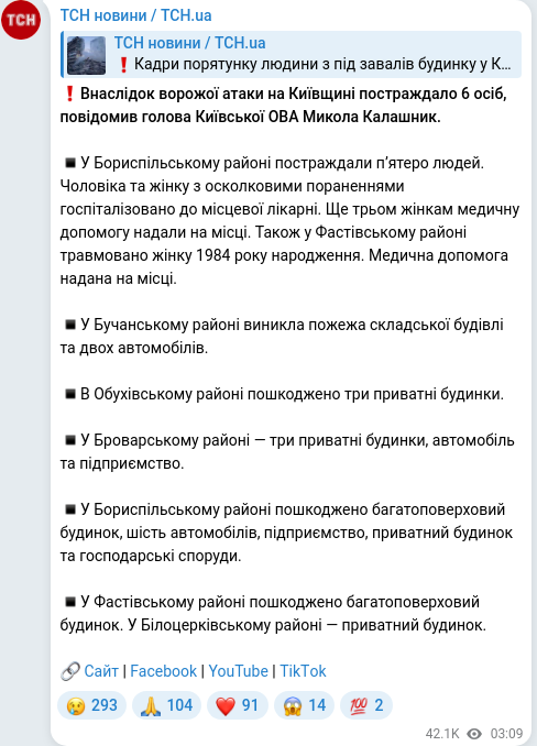 Telegram publication screenshot