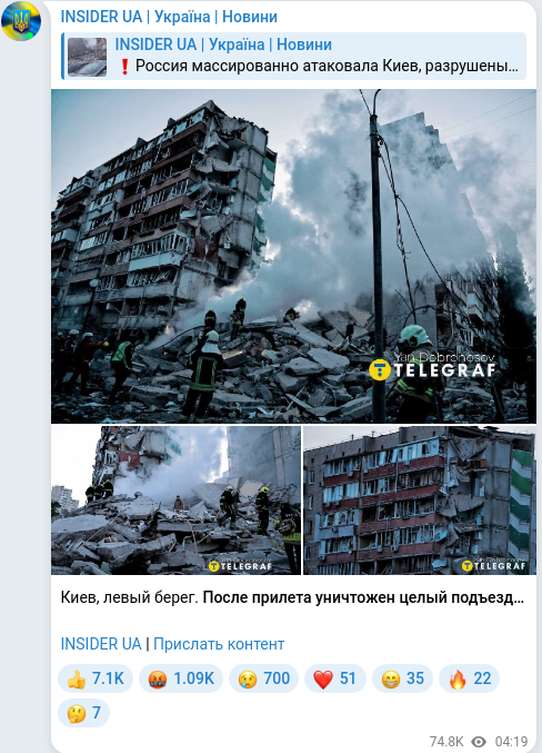 Telegram publication screenshot