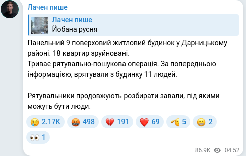 Telegram publication screenshot