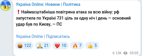 Telegram publication screenshot