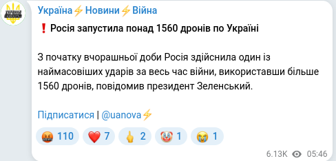 Telegram publication screenshot