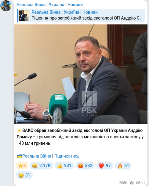 Telegram publication screenshot