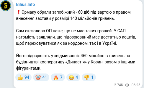 Telegram publication screenshot