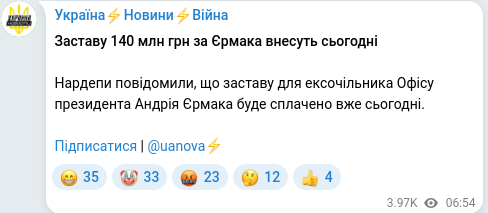 Скріншот Telegram-публікації