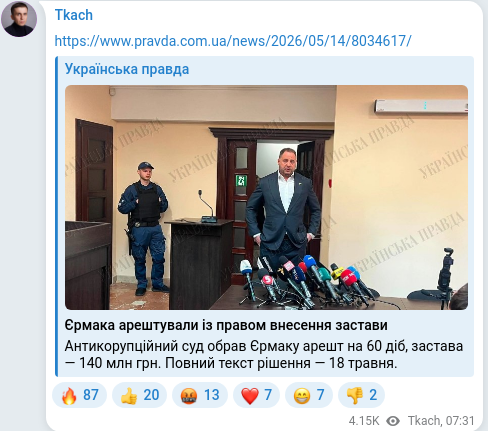 Скріншот Telegram-публікації
