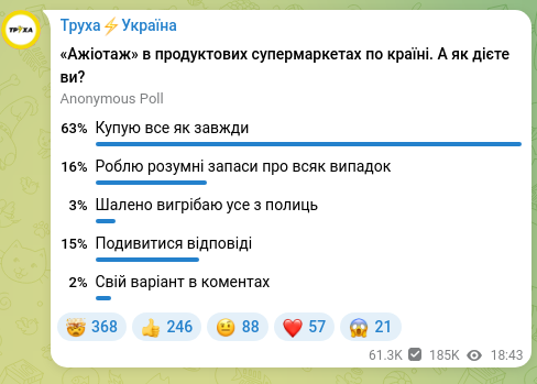 Screenshot of a Telegram post: Труха⚡️Україна