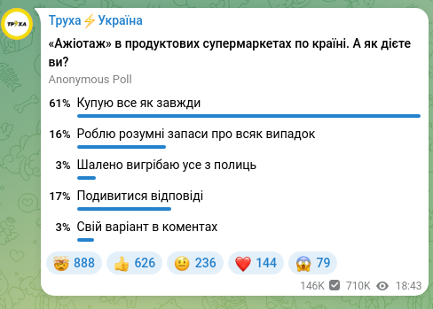 Screenshot of a Telegram post: Труха⚡️Україна
