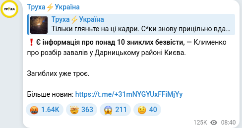 Telegram publication screenshot