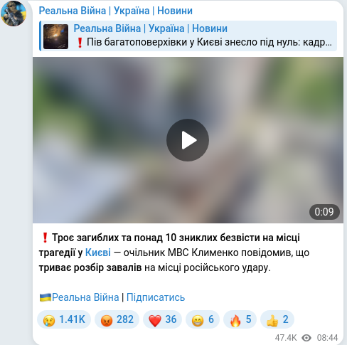 Telegram publication screenshot