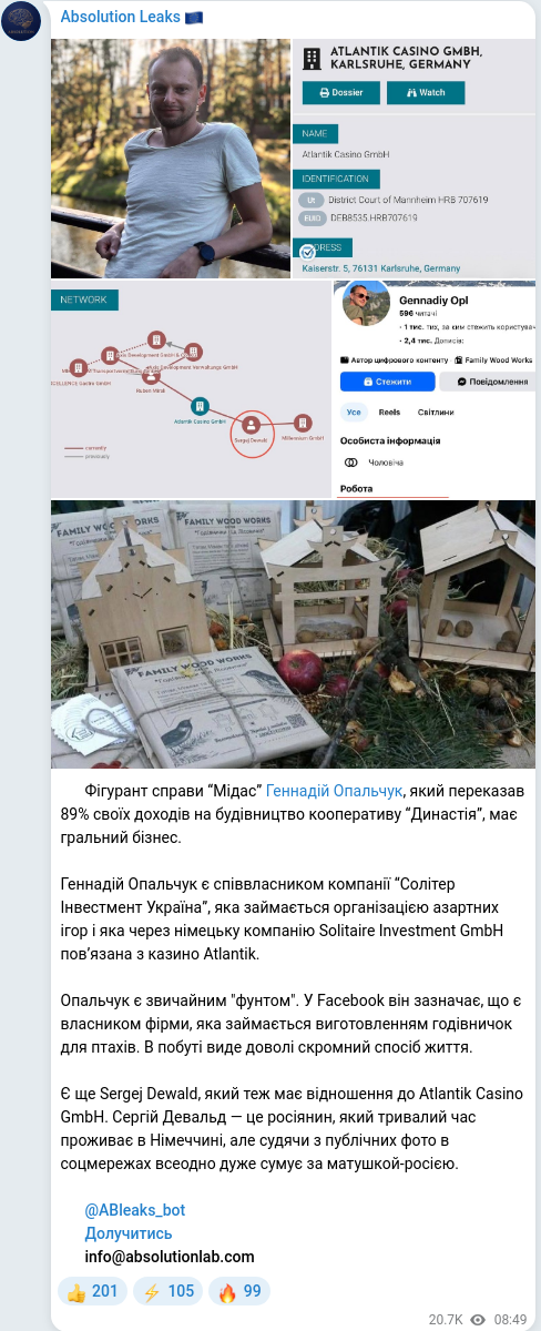 Telegram publication screenshot