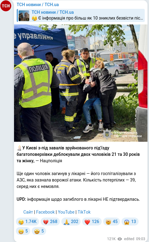 Telegram publication screenshot
