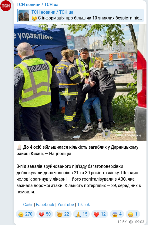 Telegram publication screenshot