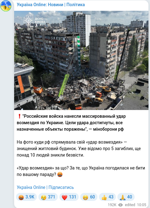Telegram publication screenshot