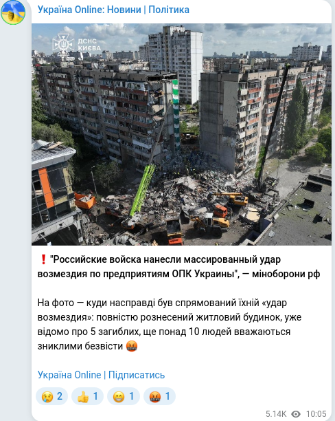 Telegram publication screenshot