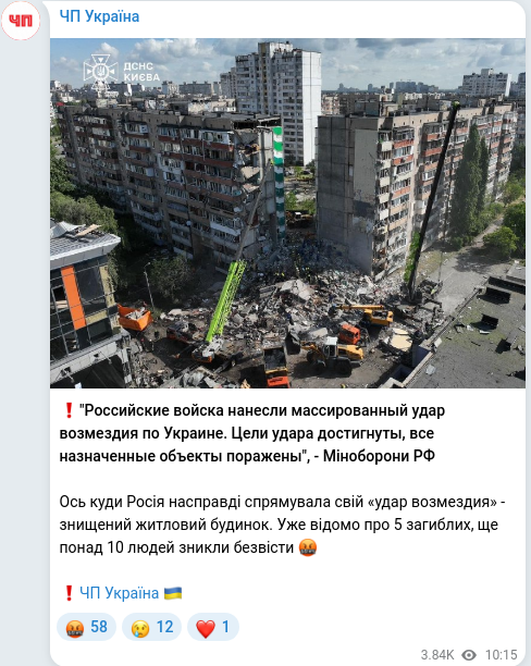 Telegram publication screenshot