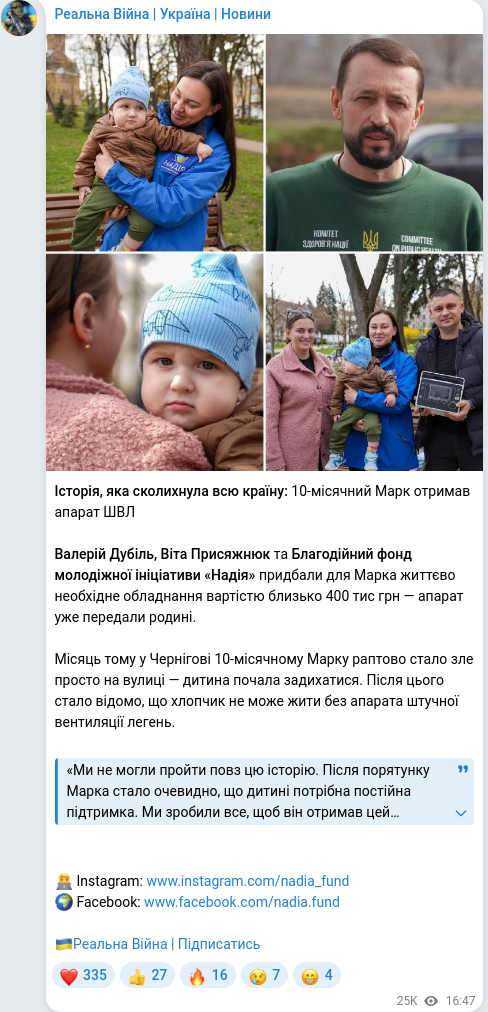 Telegram publication screenshot