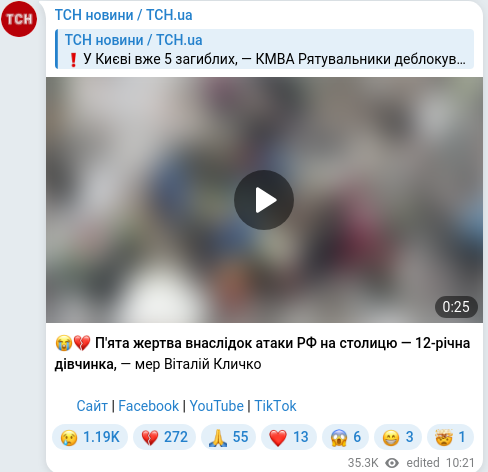 Telegram publication screenshot
